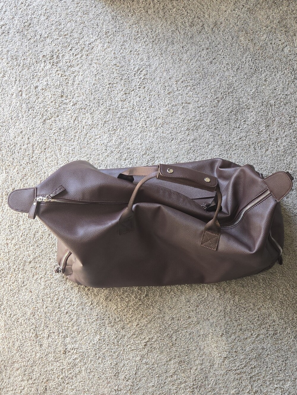 The Brouk & Co. Leather Duffel Bag Brown Pebbled Travel Duffle Bag Weekender
